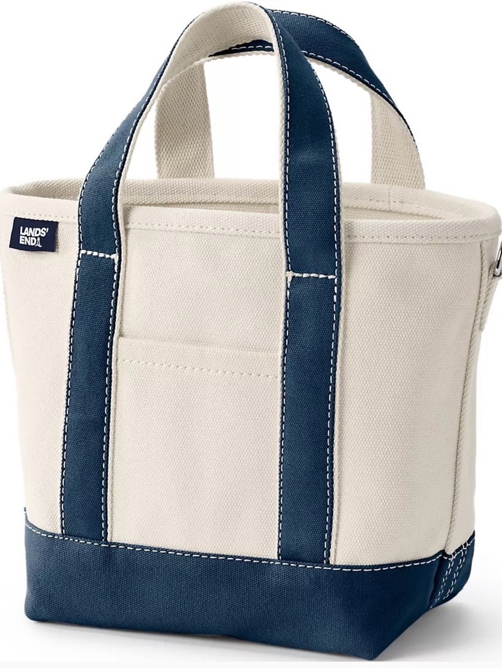 Lands' End Small Canvas Tote in Natural and Navy